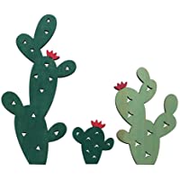 GLOREX 6 7103 409 - Decoración de madera (3 piezas- 5- 5-19 cm)- diseño de cactus- multicolor